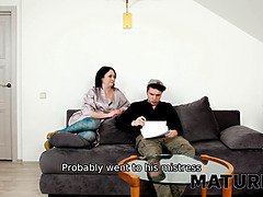 Braunhaarige, Oma, Hd, Russisch, Stiefmutter, Strümpfe