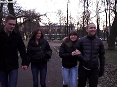 茶髪の, フォアサム, グループ, 自家製, 小柄, スインガー, ティーン, オッパイの