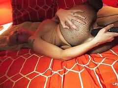 Leya Falcon smashes A large black Dildo