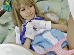 Aziatisch, Japaans, Masturbatie, Softcore pornografie, Alleen, Tieten likken