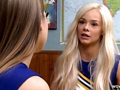 お尻, チアリーダー, 彼女, なめる, パンティ, オマンコ, ティーン, オッパイの