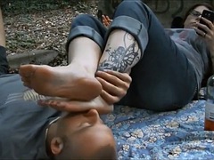 Wohlbeleibte schöne frauen, Füsse, Reif, Im freien