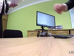 Hot chick from female music band gets fucked by loan agent