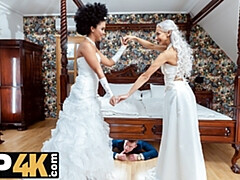 バイセクシャル, フェラチオ, 捕まる, 女 人男 人, Hd, ラティーナ, 三人, 結婚式