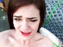 Leie, Amerikanisch, Arsch, Braunhaarige, Schwanz, Natürlichen titten, Pov, Öffentlich