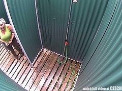 デカパイ, チェコ, 巨大, 怪物, 天然, プール, 公共, のぞき