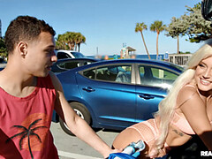 69, Plage, Bikini, Blonde, Brunette brune, Voiture, De plein air, Pigtail