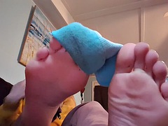 Petite blonde nude in socks