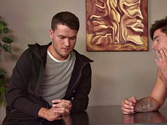 素人, アナル, フェラチオ, ゲイ, 手コキする, 筋肉, タトゥー