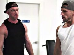 素人, アナル, フェラチオ, ゲイ, ジム, 筋肉, タトゥー