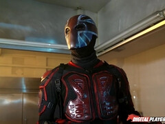 Badkamer, Grote lul, Bruinharig, Rondborstig, Latex, Leer, Natuurlijke tieten, Buiten