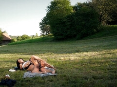 Anaal, Grote mammen, Bruinharig, Rondborstig, Duits, Buiten, Doordringend, Tatoeage