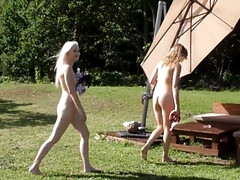 18, ブロンド, Hd, レズビアン, なめる, 小柄, ティーン, オッパイの