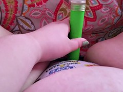 Moaning as I play over my panties