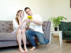 18, フェラチオ, 顔射, 彼女, 下着, 自然山雀, 赤毛, タトゥー