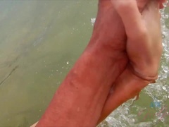Enthousiasteling, Strand, Badpak, Pijpbeurt, Naakt, Gezichtspunt, Kut duiken, Geschoren