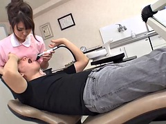 アジア人, デカチン, フェラチオ, イく瞬間, 医者, 看護婦, オフィス, オッパイの