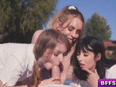 Greedy Daisy Daphne and Cleo share Alex gloppy blast