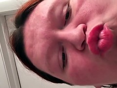 Amature lipstick titties tease