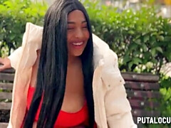 Kont, Mooi, Pijpbeurt, Bruinharig, Hondjeshouding, Interraciaal, Latijnse vrouw, Rijpe lesbienne