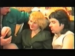 Blondine, Französisch, Gruppe, Behaart, Orgie, Party, Strümpfe, Vintage