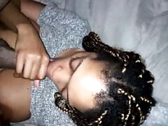 Grote kont, Grote mammen, Diep in de keel, Lul, Zwart, Sperma in gezicht, Slet, Tieten likken