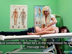 Leie, Paar, Arzt, Lecken, Massage, Krankenschwester, Büro, Spanner