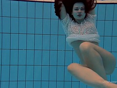 美女, デカパイ, ポルノスター, 公共, ロシア人, 一人, オッパイの, 水中