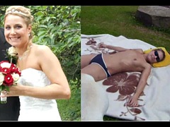 素人, デカパイ, ブロンド, 結婚, 茶髪の, 熟年, 公共, オッパイの