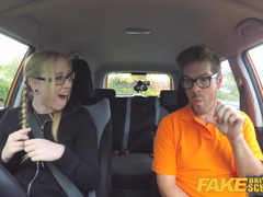 デカチン, デカパイ, フェラチオ, イギリス人, 車, ズームショット, ヨーロピアン, 淫乱熟女
