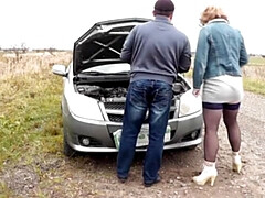 Auto, Absätze, Mutti, Im freien, Öffentlich, Muschi, Schlampe, Taboo