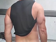 イく瞬間, ジム, オナニー, 筋肉, オイル, シャワー, 一人, ウェブカメラ