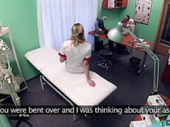 Leie, Blasen, Arzt, Lecken, Krankenschwester, Muschi, Uniform, Spanner