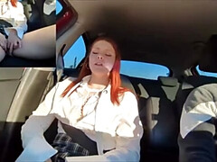 Hot Redhead Teen Stepsister Fucks in Car - Amateur Italian Creampie