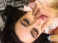 Petite Mandy Muse gets it in the bootie in pigtails and glasses