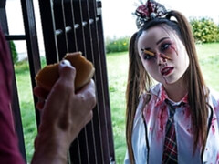 お尻, フェラチオ, 茶髪の, ダブル開発, 手コキする, 3p男男女, スカート, 三人