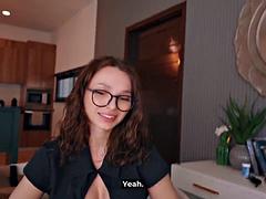 素人, フェラチオ, 眼鏡, 手コキする, ハードコア, 穴開きパンティ, 馬乗り, ティーン