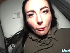 Public agent blue saw babe sucks a enormous Big Dick out in the snow in public