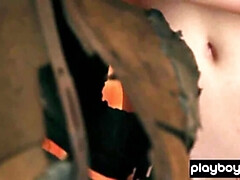 Enthousiasteling, Grote mammen, Rondborstig, Natuurlijke tieten, Buiten, Roodharige vrouw