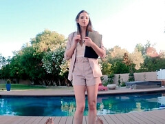 美女, デカパイ, フェラチオ, 茶髪の, チン, Hd, オナニー, ガリガリ