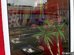 Huge titted granny and boy