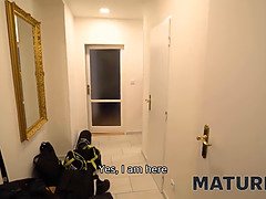 ぽっちゃり, デカパイ, フェラチオ, 茶髪の, ぽちゃ, お婆さん, 熟年, ストッキング