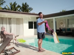 Arsch, Blondine, Blasen, Massage, Öl, Zierlich, Pov, Titten