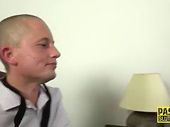 Milf submissive gets spitroasted