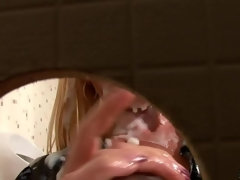 ディルド, 女, 淫乱熟女, 一人, ストッキング, フェラする, オッパイの, おもちゃ