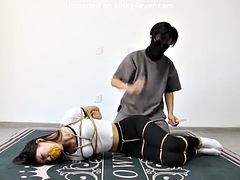 Chinese bondage in white socks