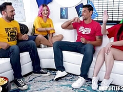 デカ尻, デカチン, 茶髪の, イく瞬間, イマラチオ, グループ, 毛深い, Hd