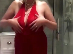 Annabels Red Satin Halter Neck Negligee Shower Play