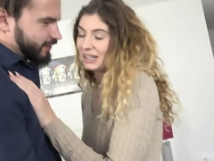 When Candice Demellza cums on his cock you can see her braces as she moans