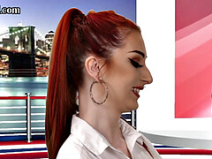 CFNM amateur British tv presenter sucks in live show